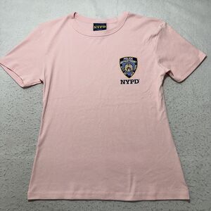 NYPD Women's Large Short Sleeve Logo T Shirt Pink Officially Licensed NYC Tee